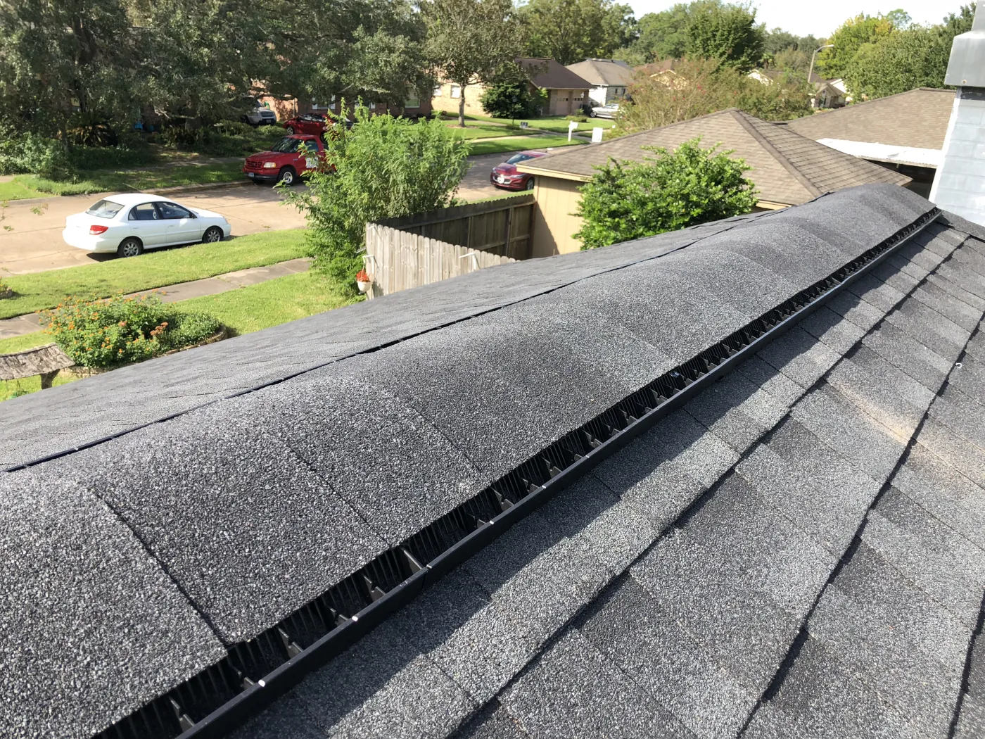 GAF cobravent III external baffle ridge vent by master elite roofer brinkmann pearland tx