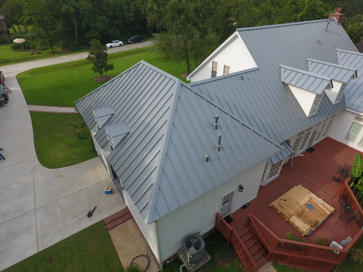 Meta Roof Replacement Berridge Pre weathered Galvalume standing seam roof installation shoreacres tx