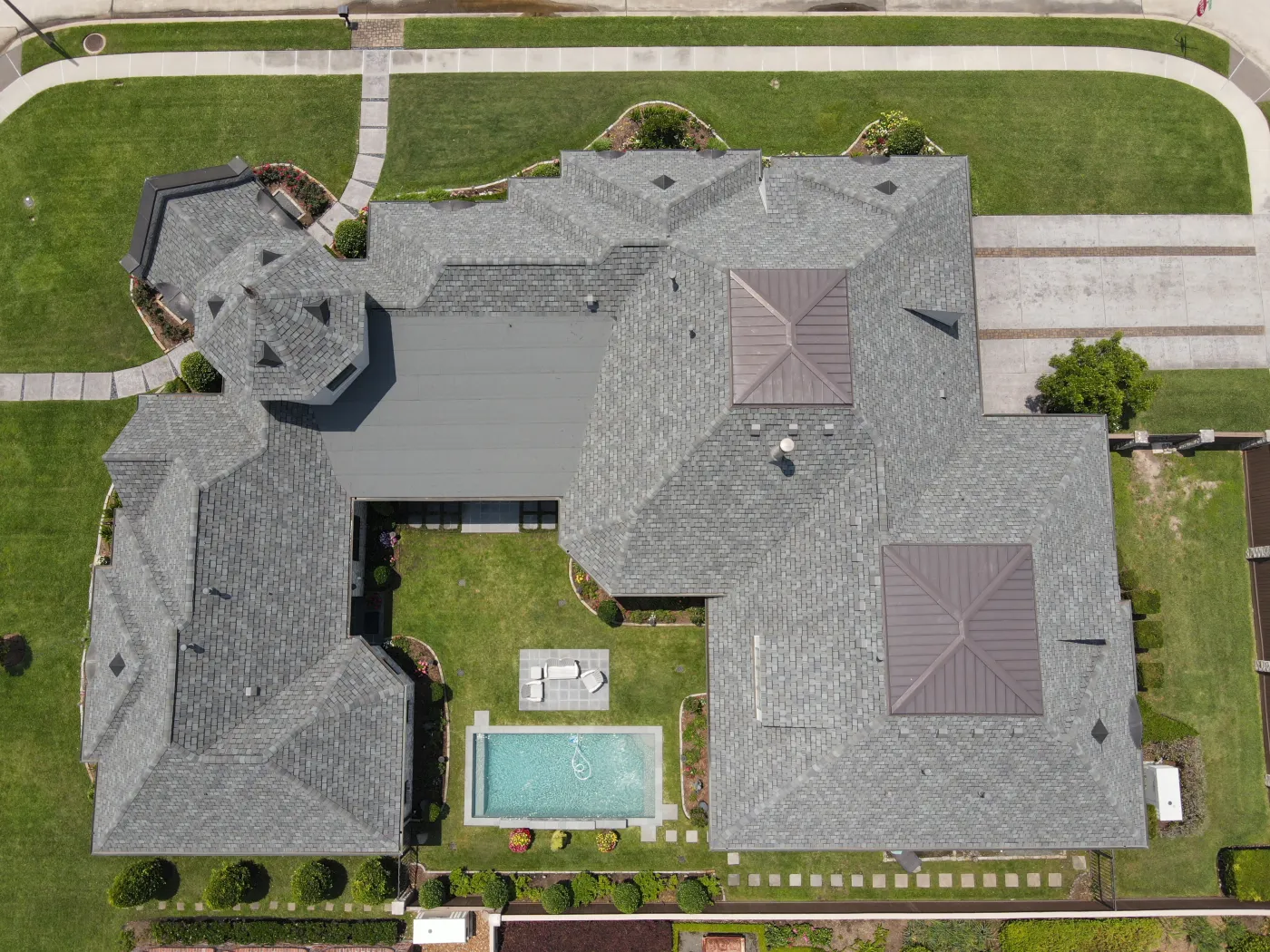 Reroof certainteed belmont stonegate gray certainteed self adhered modified metal accents friendswood tx after