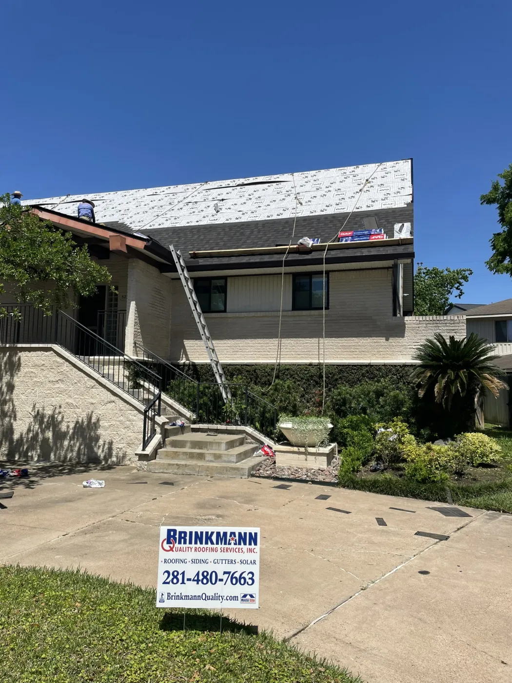 Roof replacement in progress in bellaire tx dried in with tiger paw synthetic underlayment gaf timberline limited lifetime laminated by master elite contractor