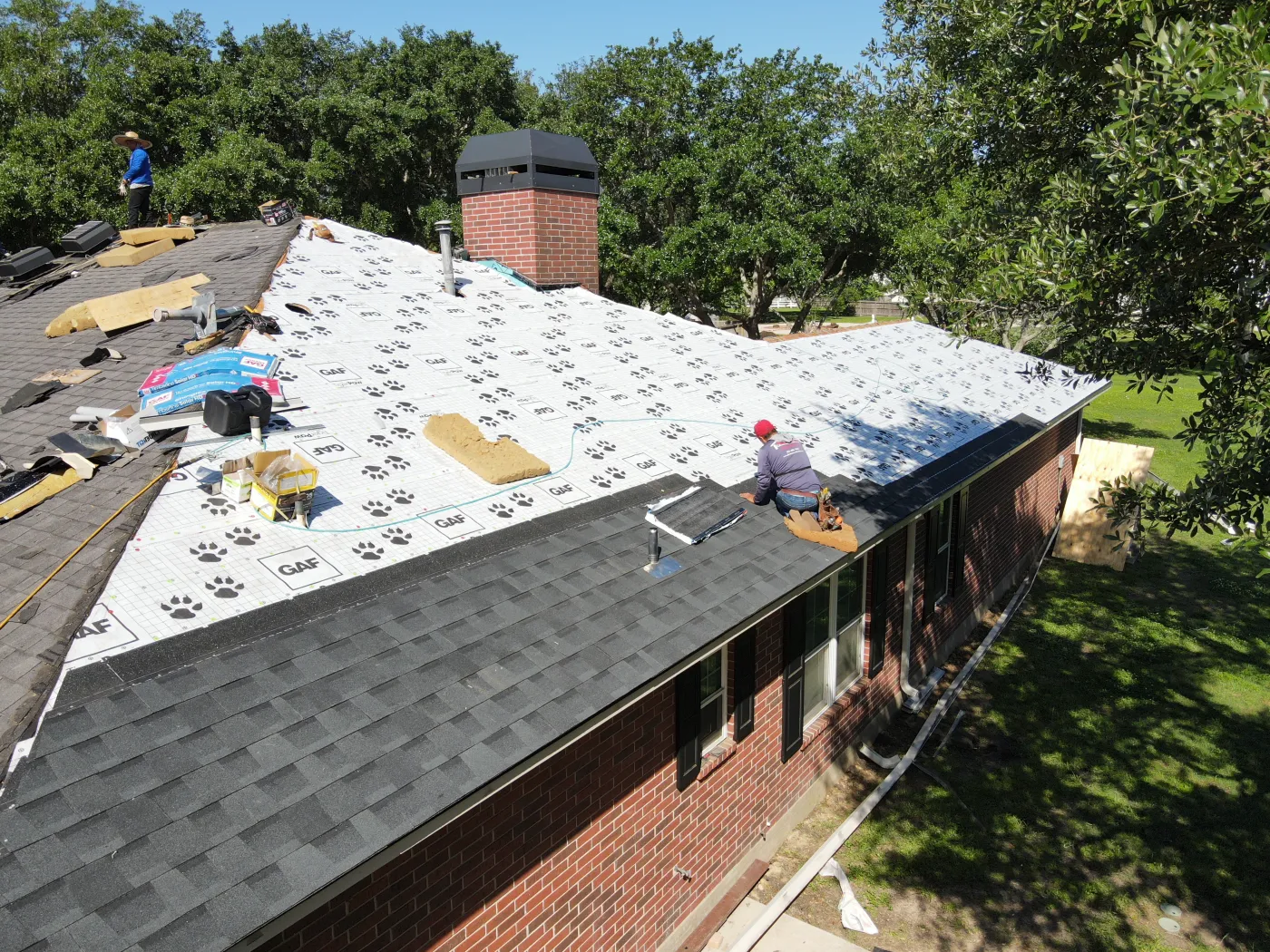 full roof replacement gaf timberline solar charcoal tiger paw master elite roofer near me the woodlands tx