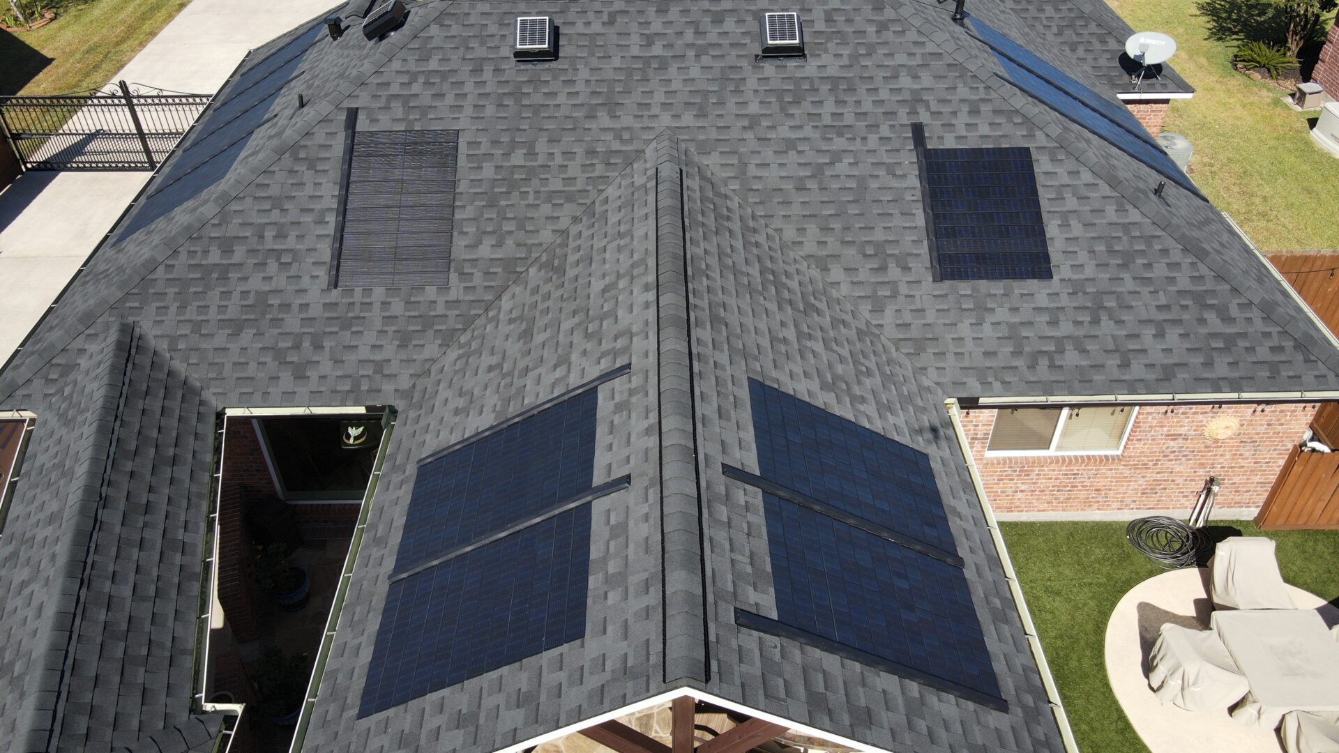 GAF Timberline solar shingles on a gray shingle roof